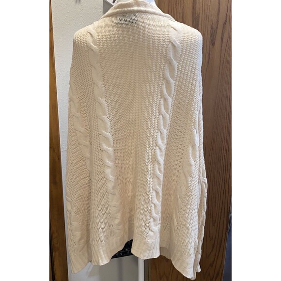 Vici Cable Knit Cardigan Sweater Small/Medium Open Front Ivory Cream Pockets - Picture 3 of 8